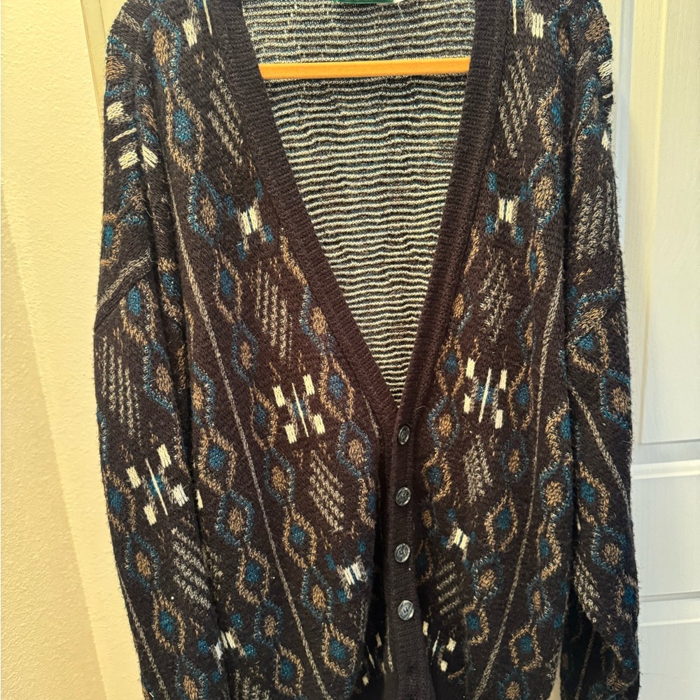 Big and Tall Vintage Jantzen Striped Sweater with Earthy Tones - Picture 1 of 3